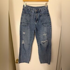 Trendy Ripped Blue Jeans